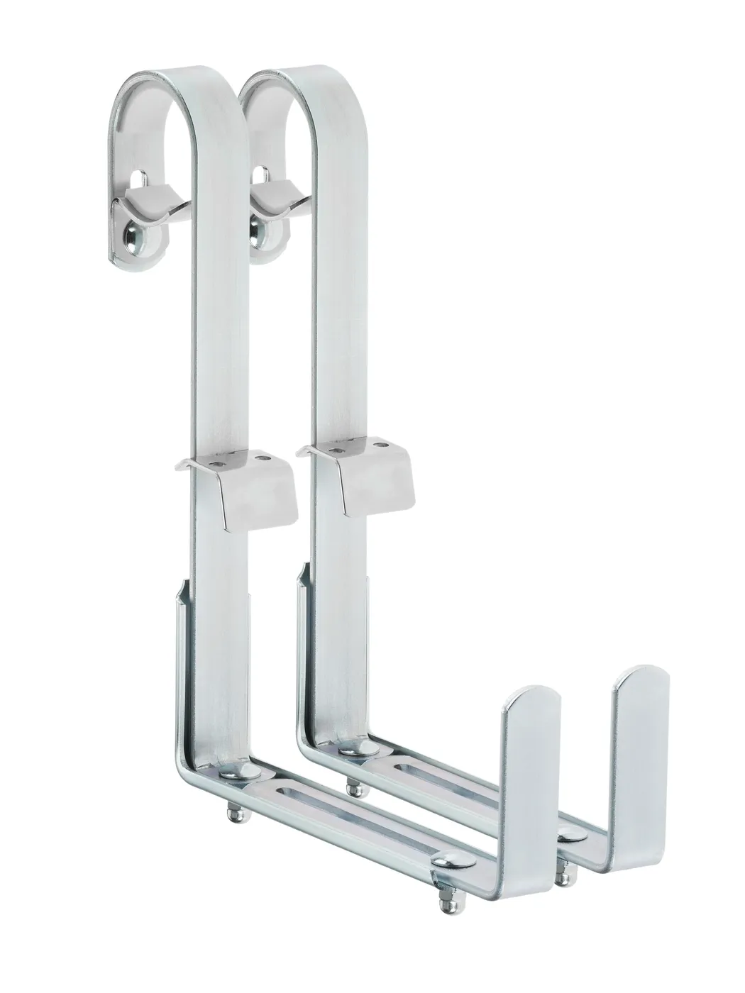 Flower box holder for round railings, 3× adjustable, with rear support