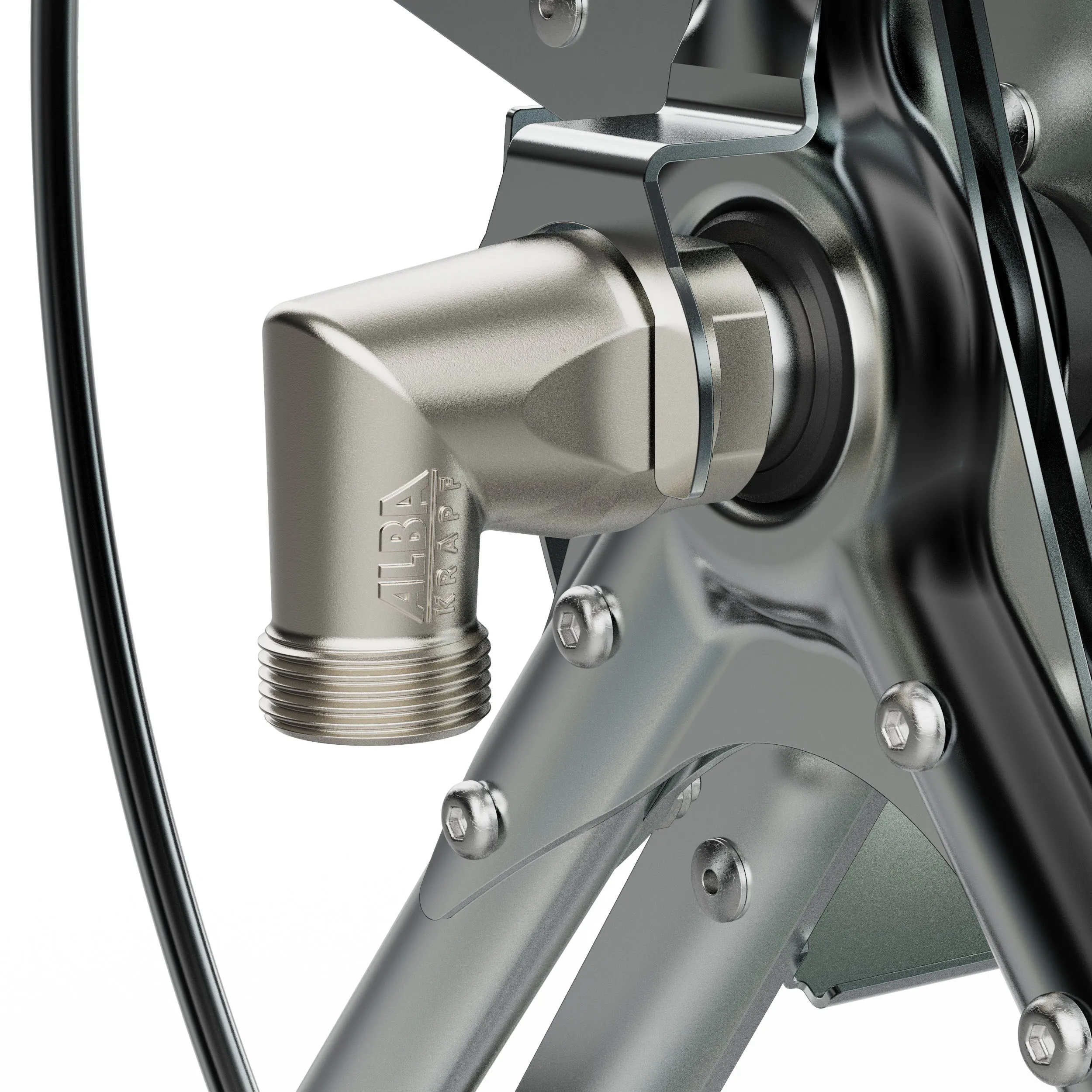 Detail of the brass rotating water connector G 3/4″, ball-bearing-mounted