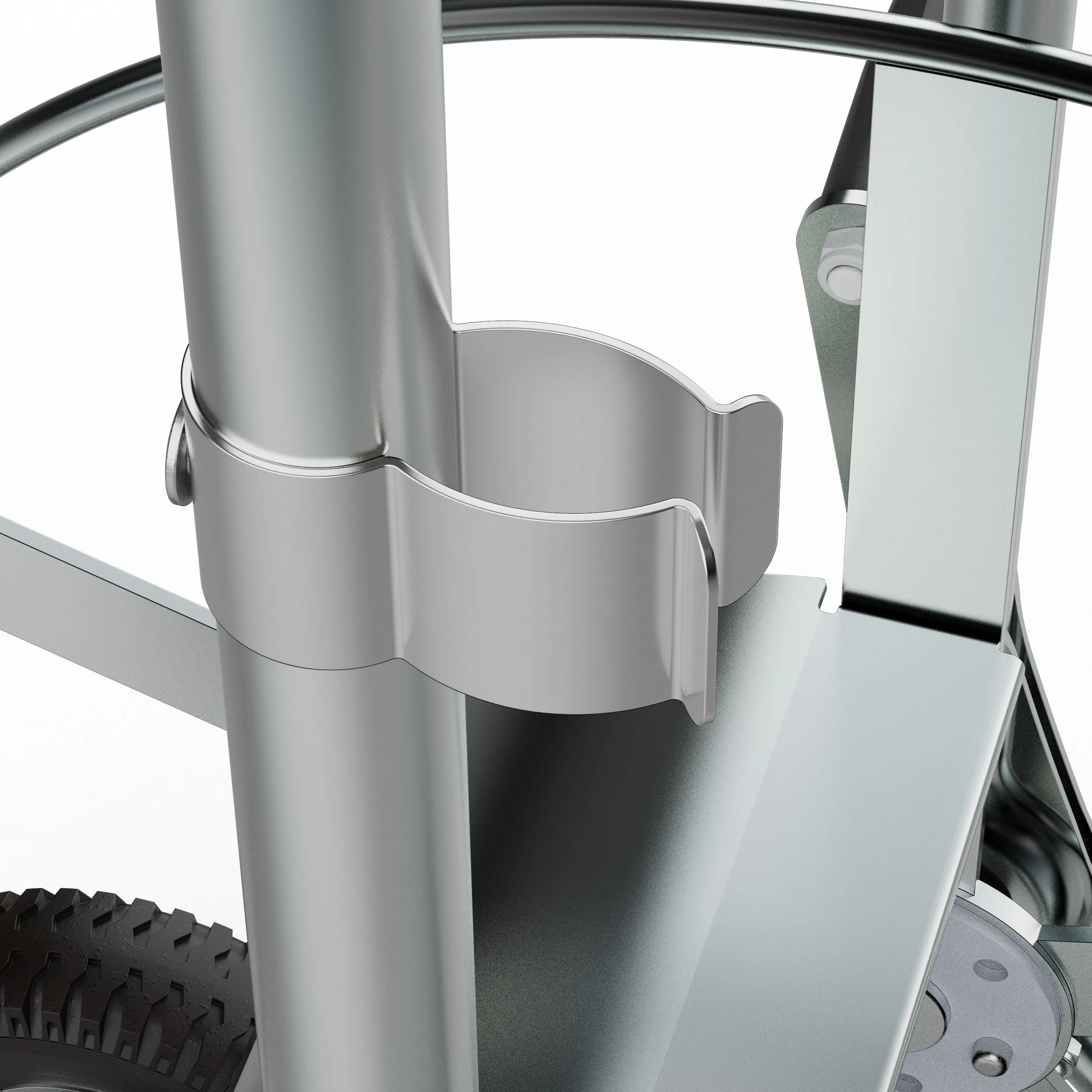 Detail of the spring steel hose holder