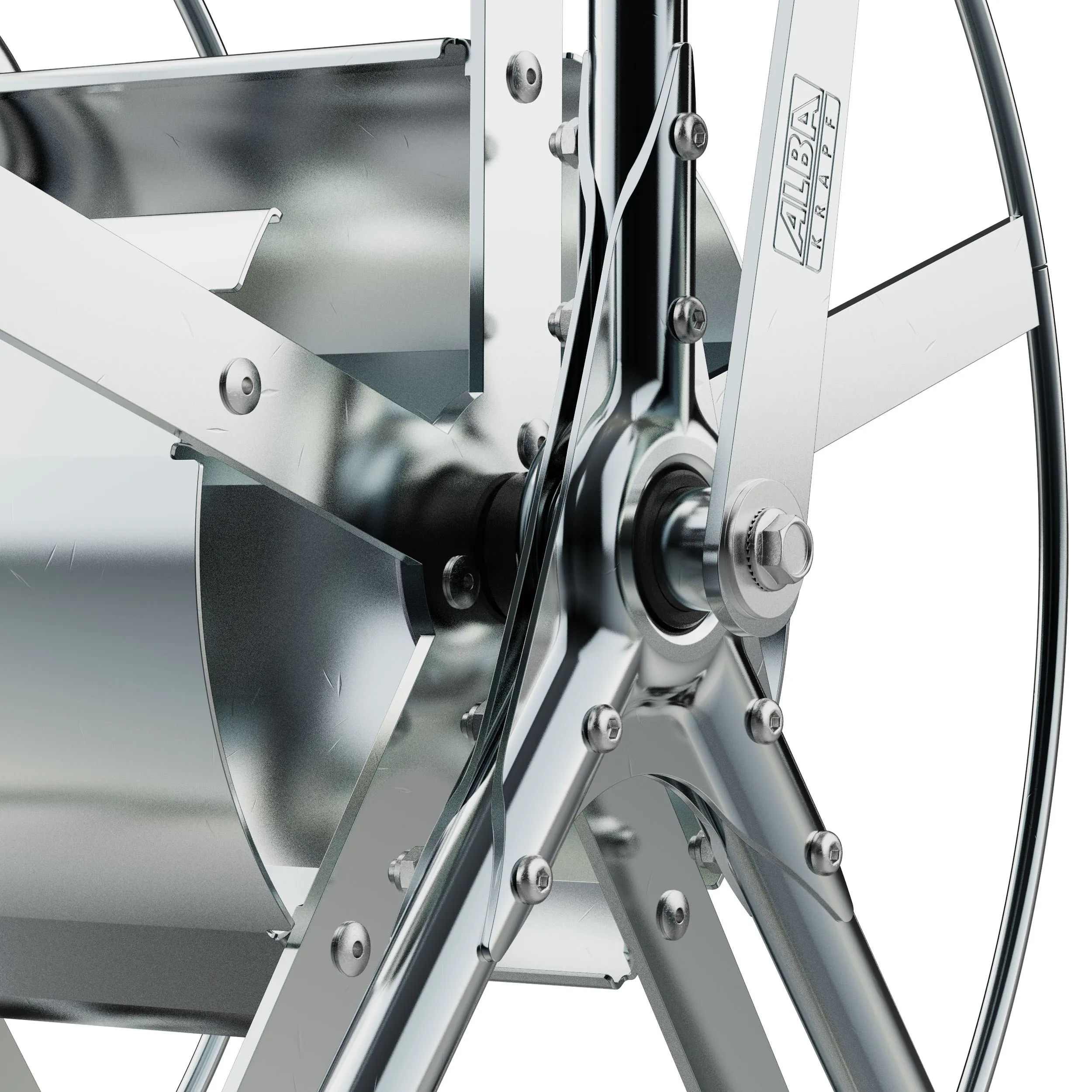 Detail of the reinforced steel bracket as central tube joint