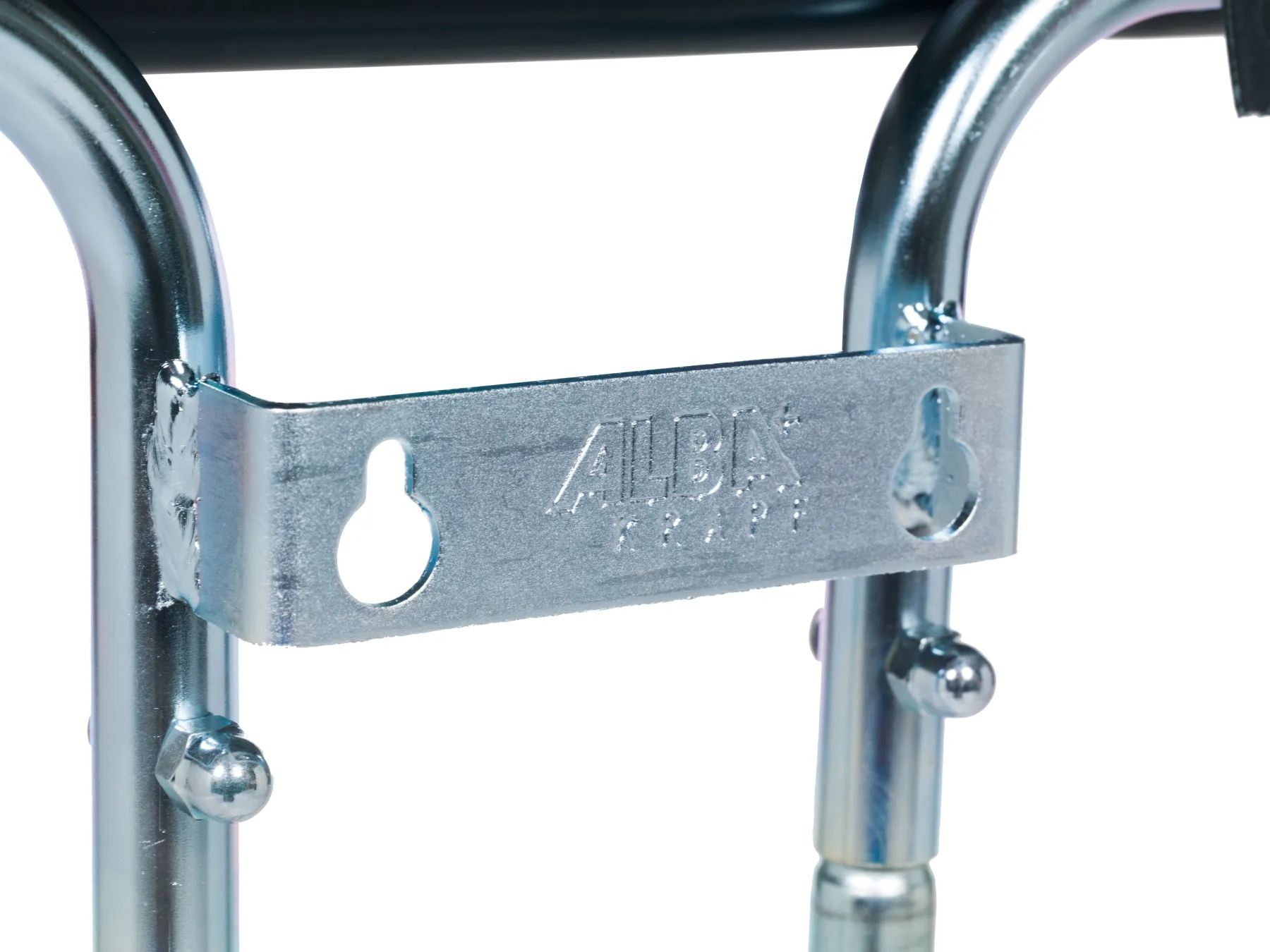 Wall bracket with ALBA KRAPF embossing and keyhole mounts