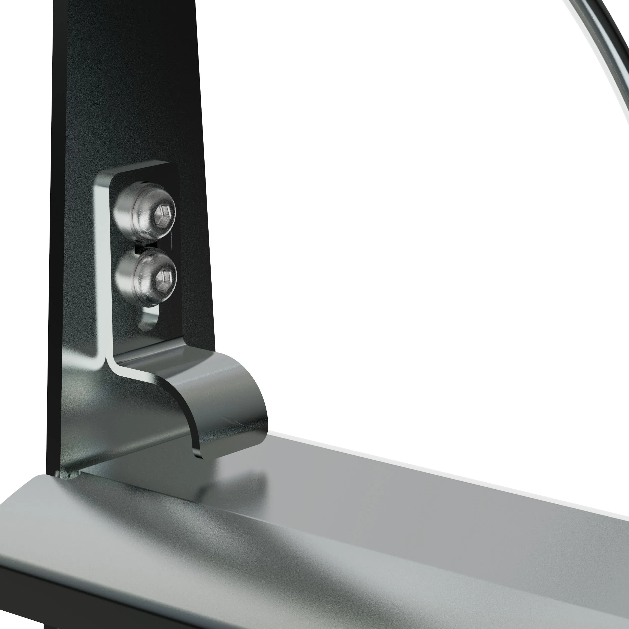 Detail of the strain relief with support plates and hose clamp