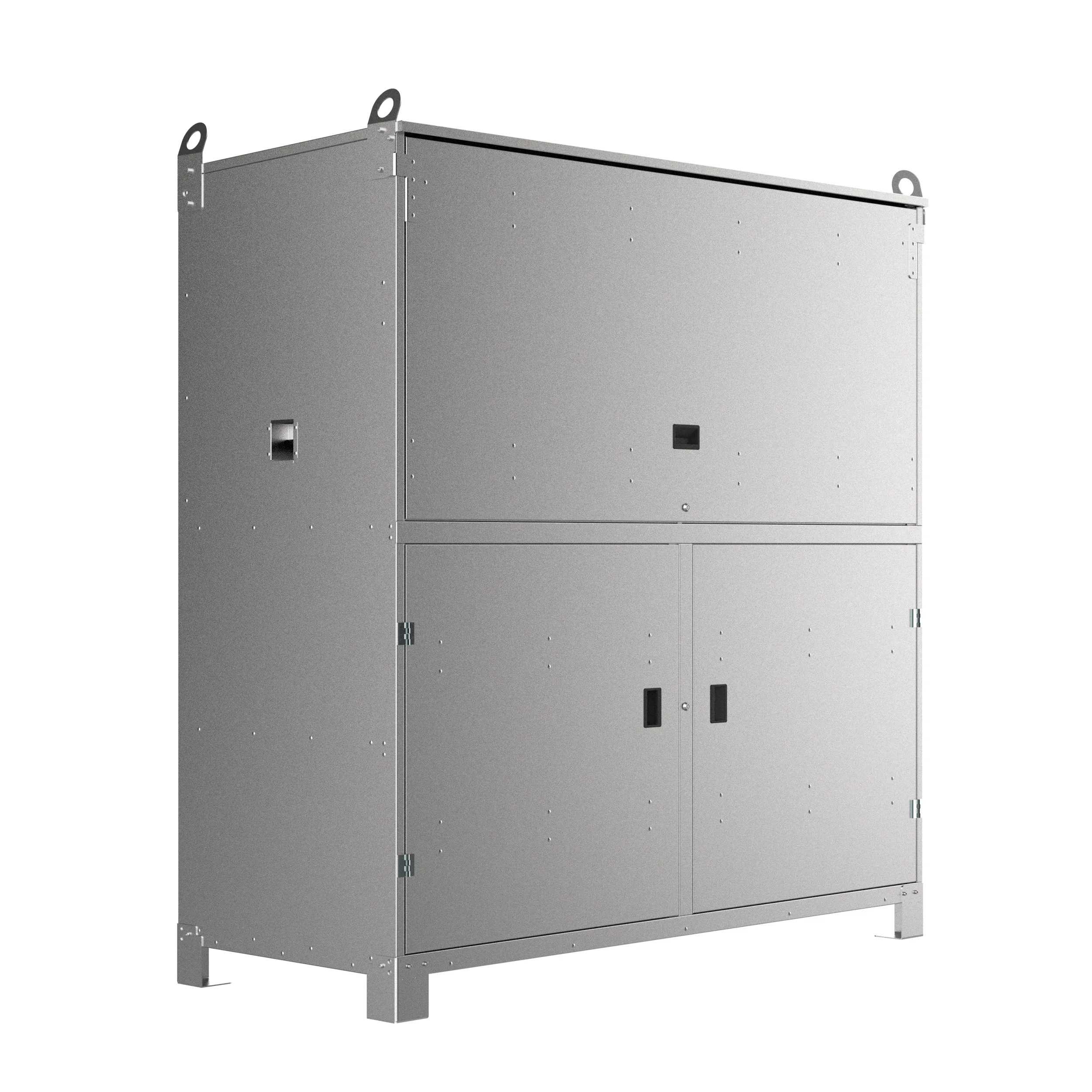 ALBA CommandPoint, closed steel cabinet with crane lifting eyes and forklift base