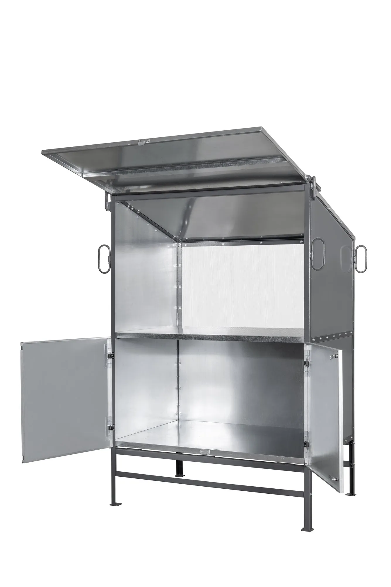 ALBA Plan Station 2 open, lid as canopy, with tool cabinet